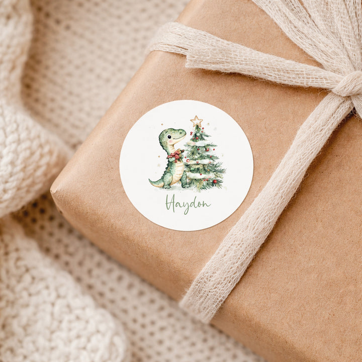 Personalised Dinosaur Christmas Stickers