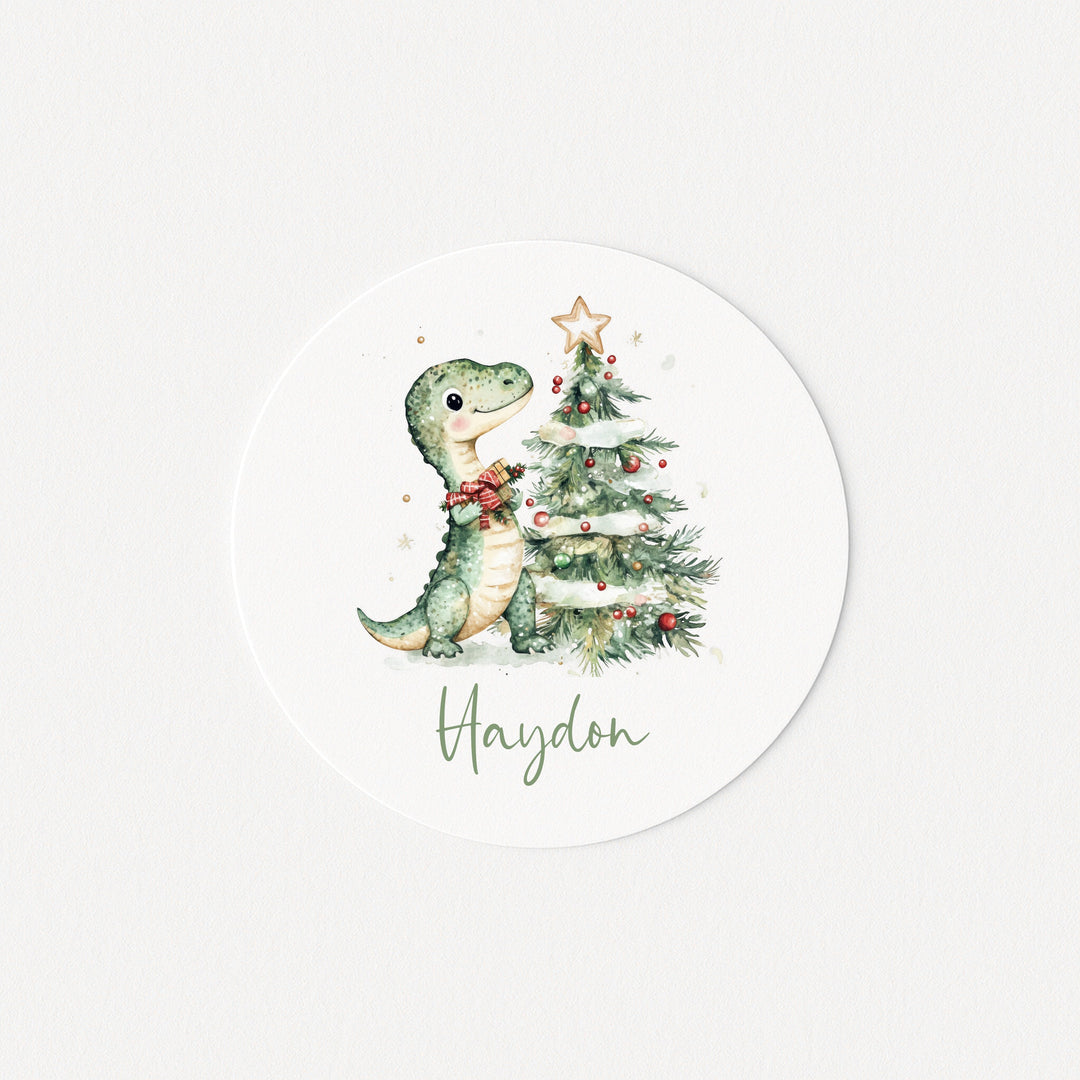 Personalised Dinosaur Christmas Stickers