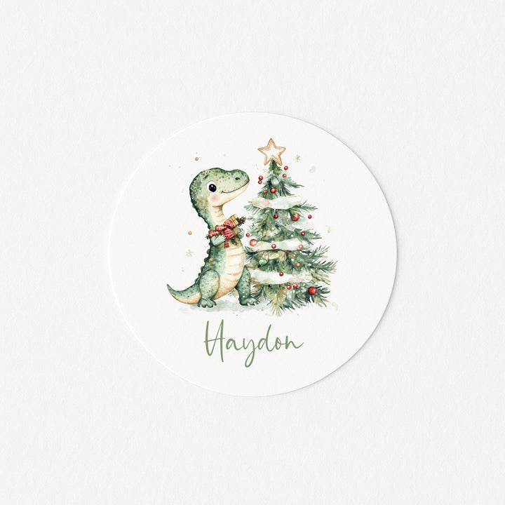 Personalised Dinosaur Christmas Stickers