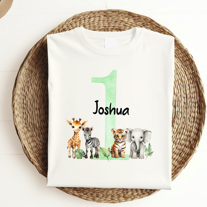 Personalised Green Jungle Birthday T-shirt