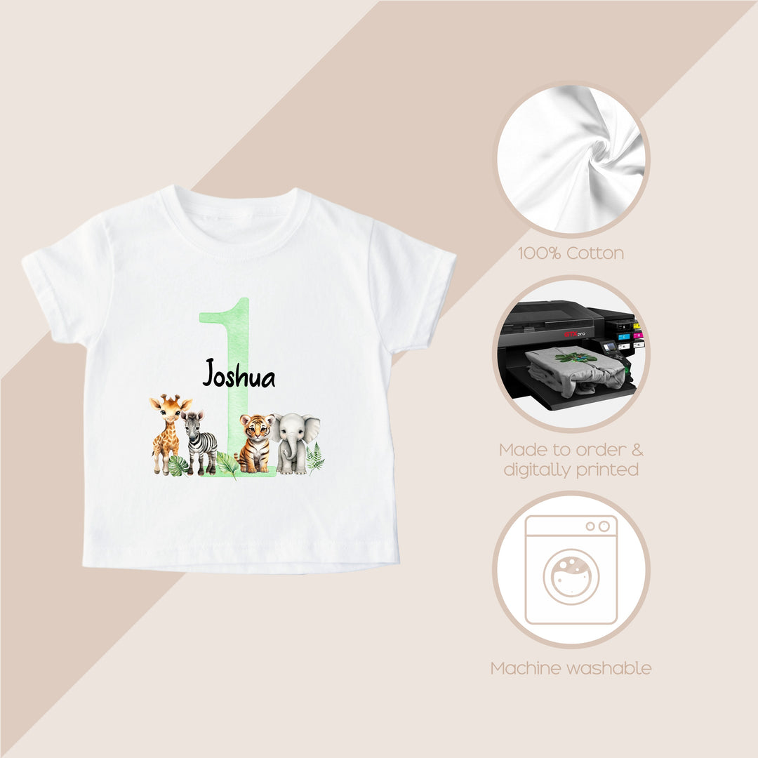 Personalised Green Jungle Birthday T-shirt
