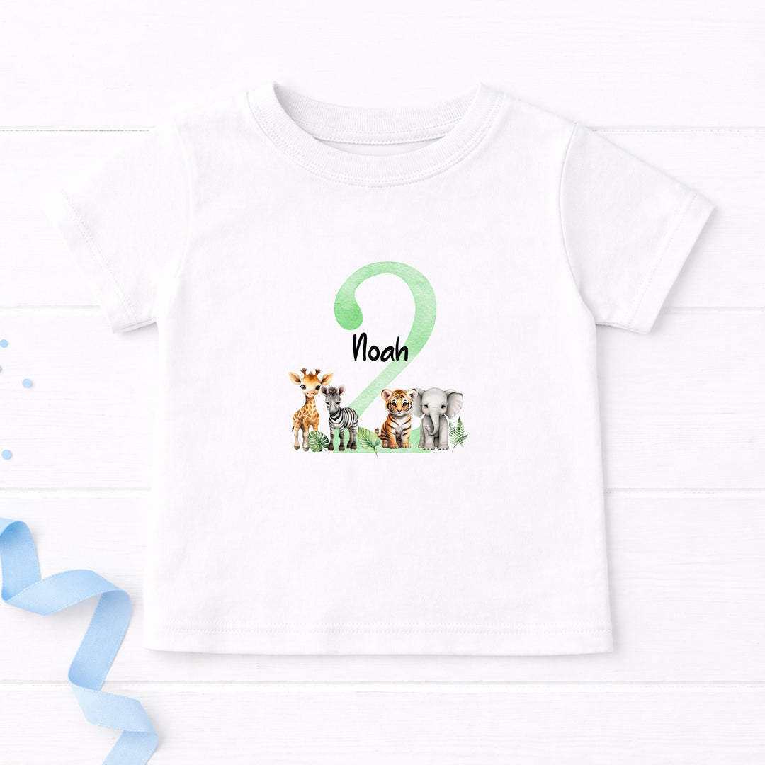 Personalised Green Jungle Any Age Birthday T-shirt