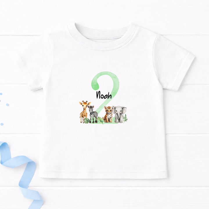 Personalised Green Jungle Any Age Birthday T-shirt