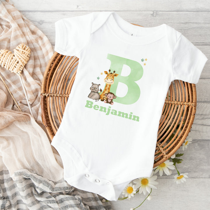 Green Jungle Initial Babygrow/Vest