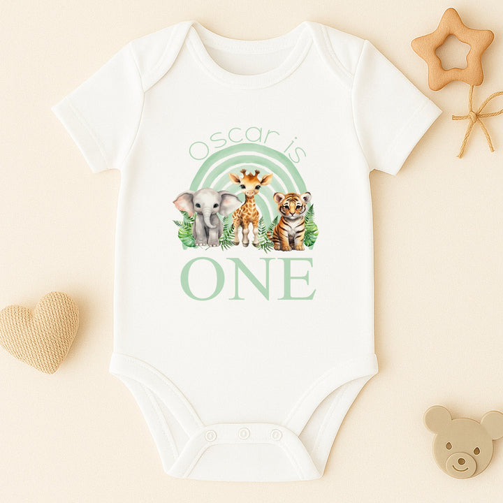Personalised Green Jungle Rainbow Birthday Vest