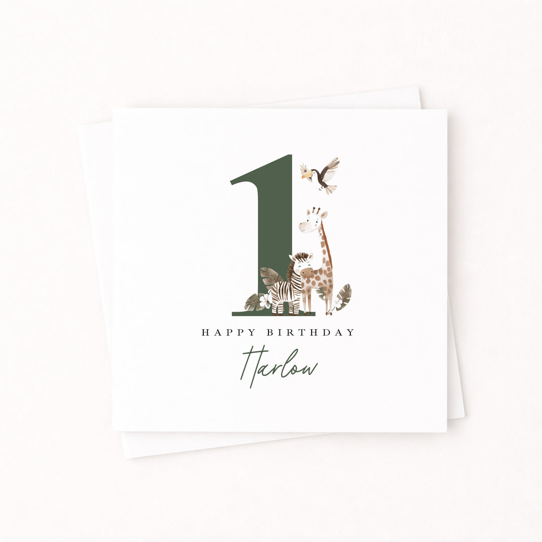 Personalised Green Safari Birthday Card