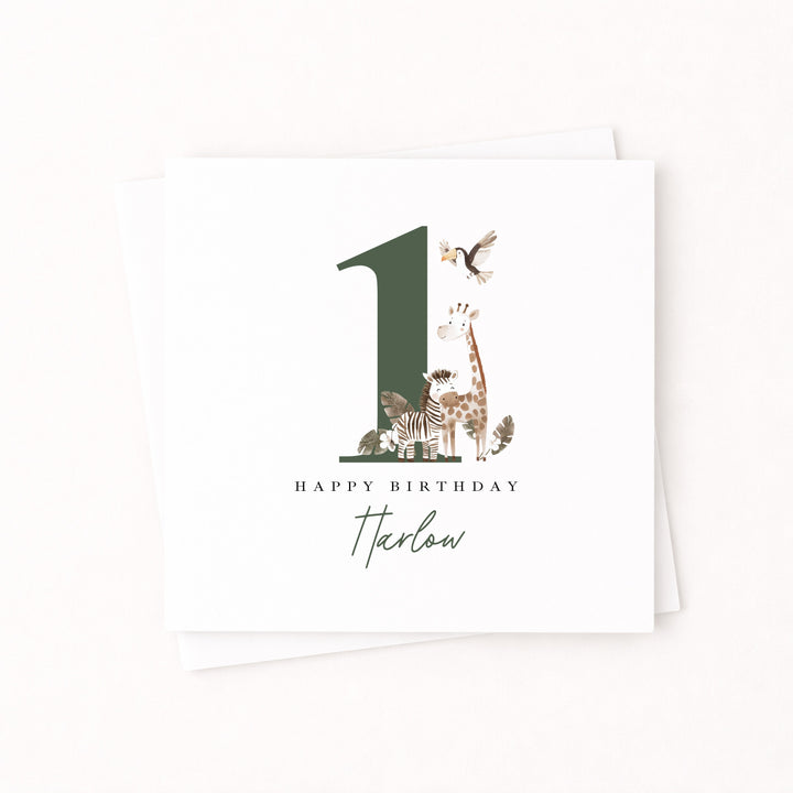 Personalised Green Safari Birthday Card