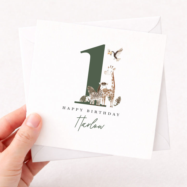 Personalised Green Safari Birthday Card