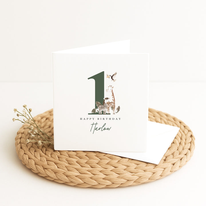Personalised Green Safari Birthday Card