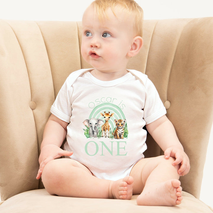 Personalised Green Jungle Rainbow Birthday Vest