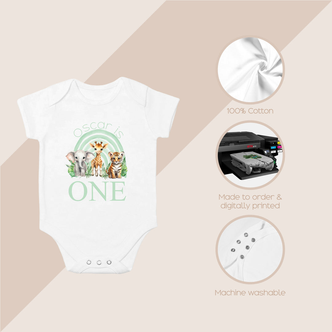 Personalised Green Jungle Rainbow Birthday Vest