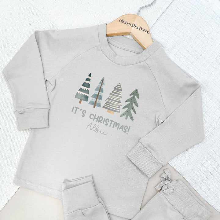 Personalised Green Christmas Trees Printed Tracksuit