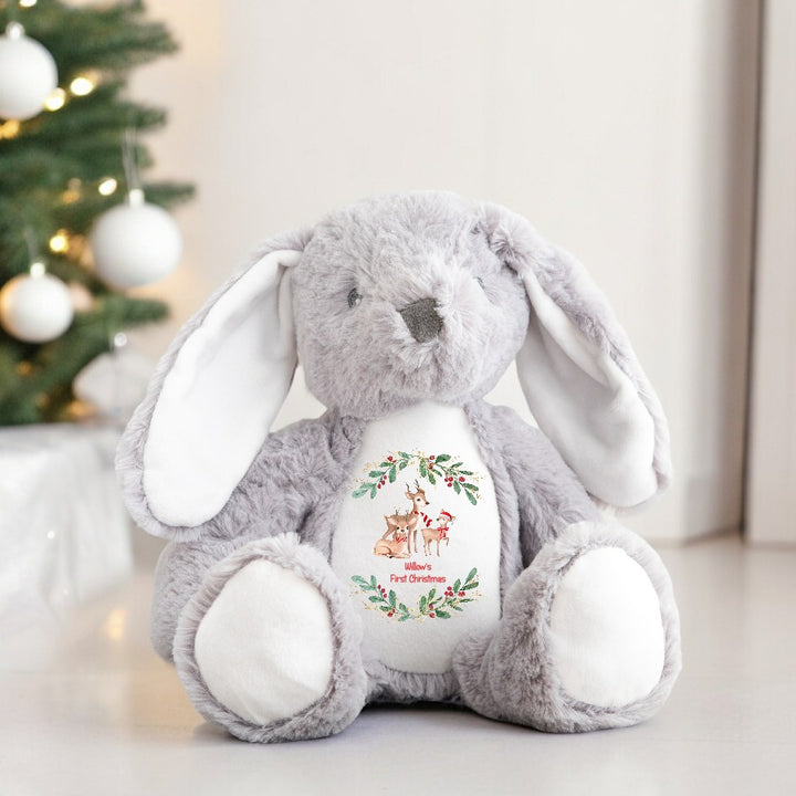 Personalised First Christmas Wreath Bunny/Reindeer Teddy