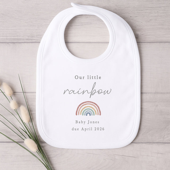 Personalised Script Our Little Rainbow IVF Baby Announcement Vest
