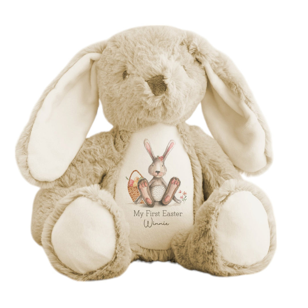 Personalised Pink and Grey Bunny My First Easter Teddy
