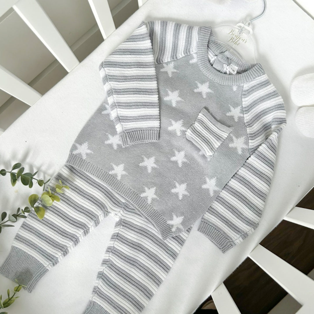 Baby Unisex Stars Knitted 2 Piece Outfit