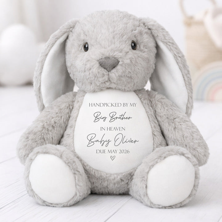 Personalised Hand Picked From Heaven Baby Announcement Rabbit