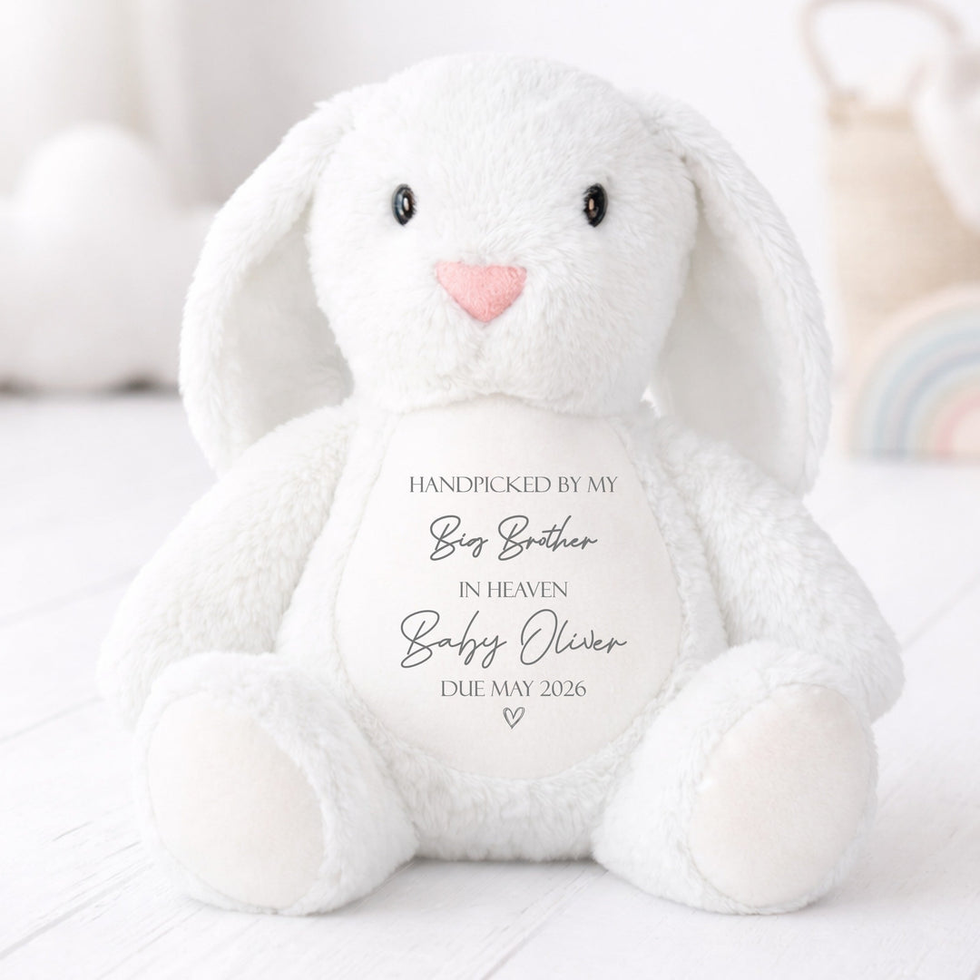 Personalised Hand Picked From Heaven Baby Announcement Rabbit