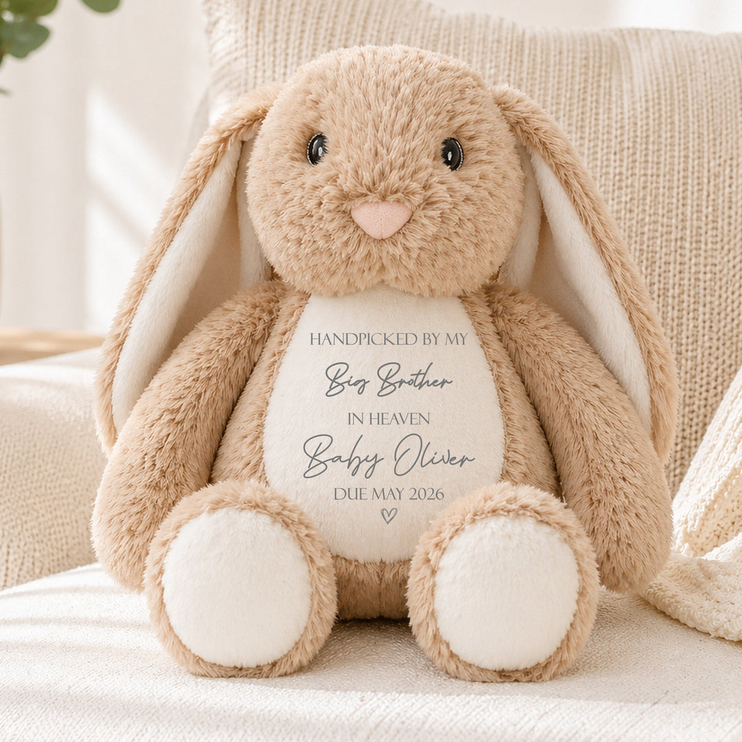 Personalised Hand Picked From Heaven Baby Announcement Rabbit