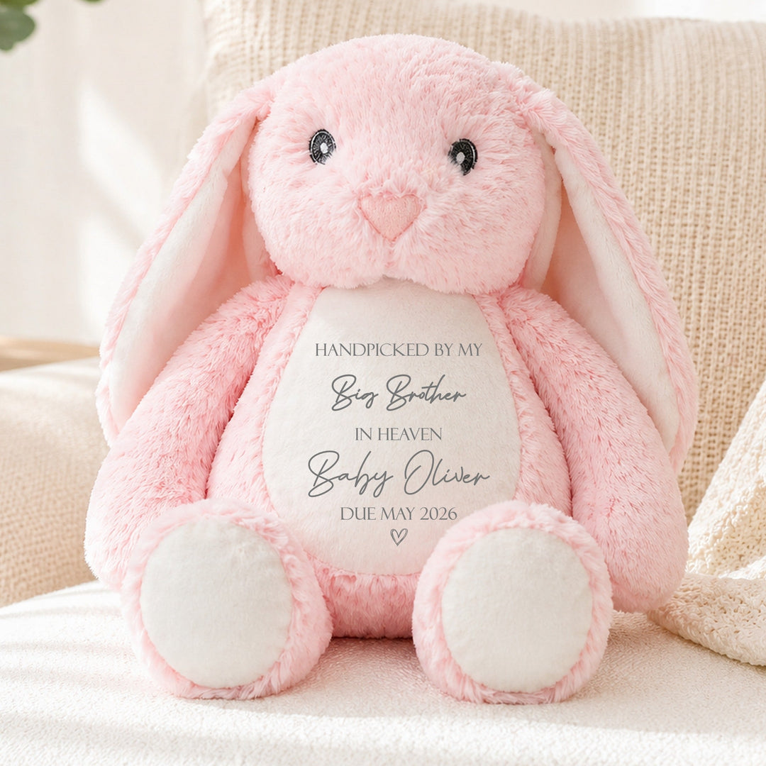 Personalised Hand Picked From Heaven Baby Announcement Rabbit