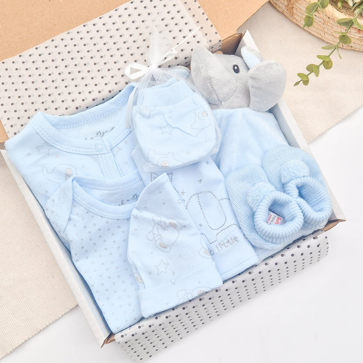 Blue Elephant & Comforter Boys Gift Hamper Set