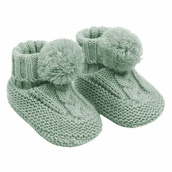 Sage Green Winter Mittens, Booties and Hat Set