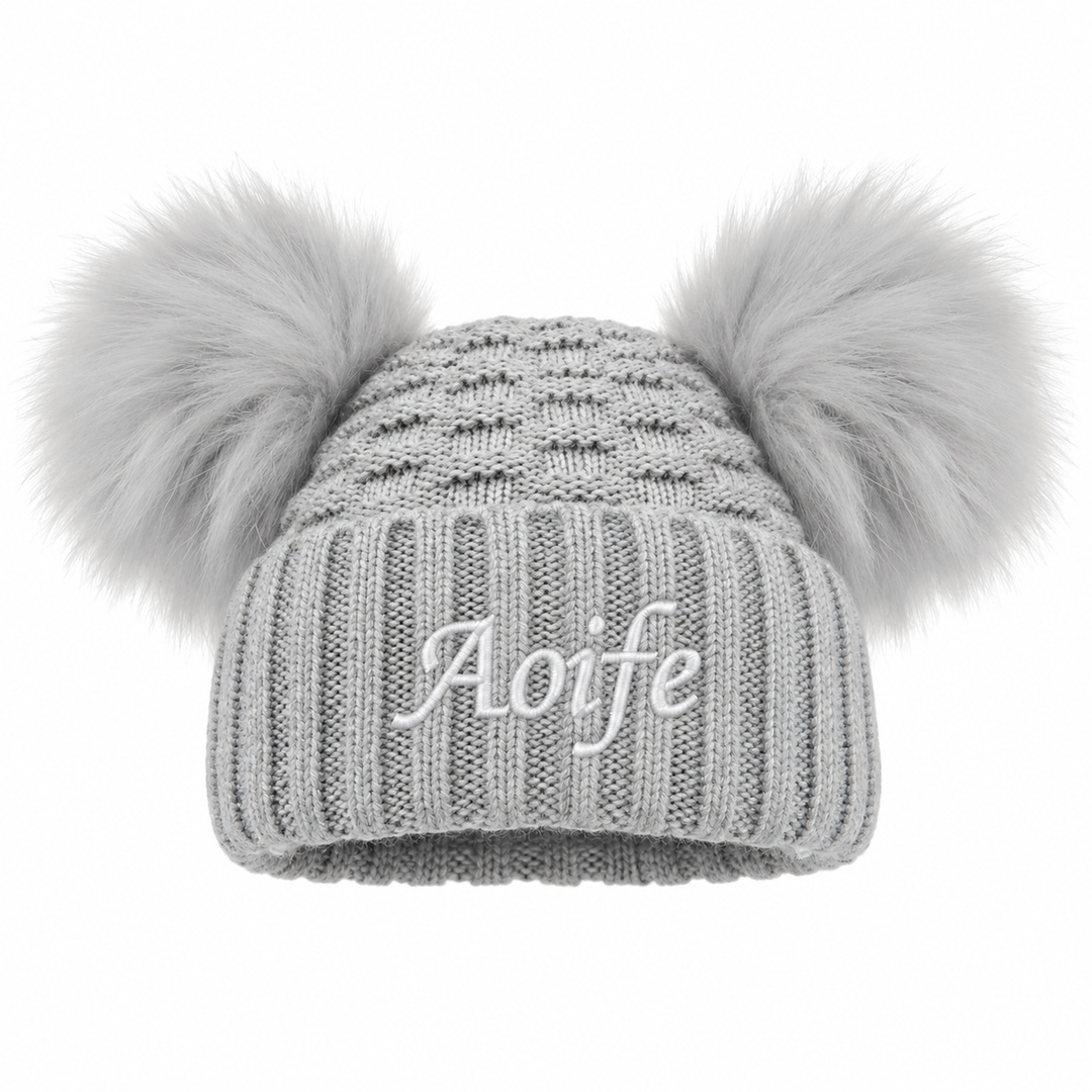 Personalised Embroidered Knitted Pompom Hat