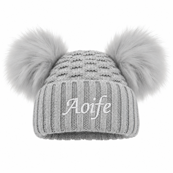 Personalised Embroidered Knitted Pompom Hat