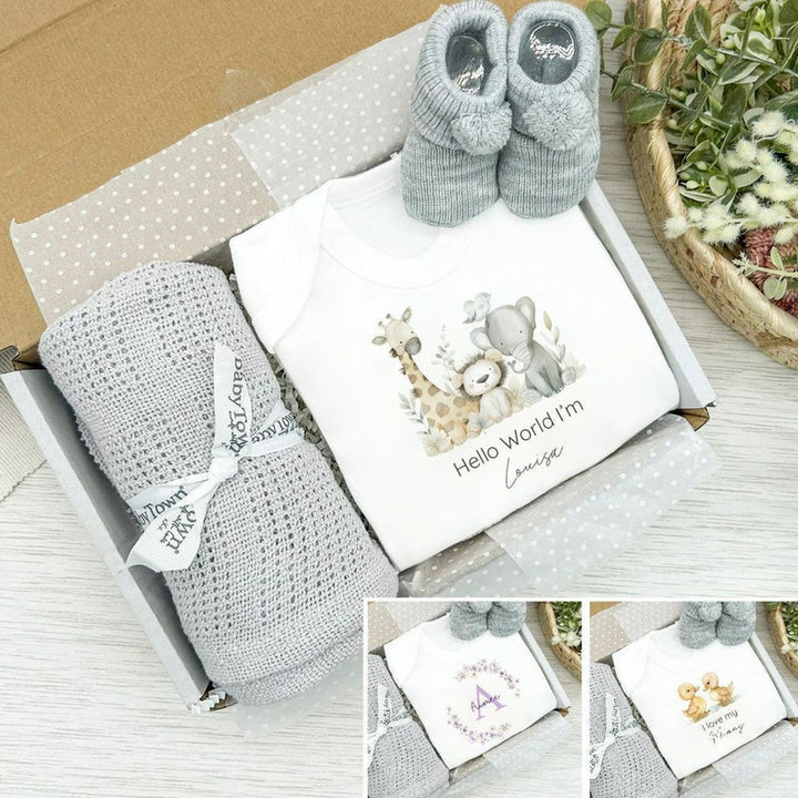 Personalised Unisex Grey Clothing Hamper Set