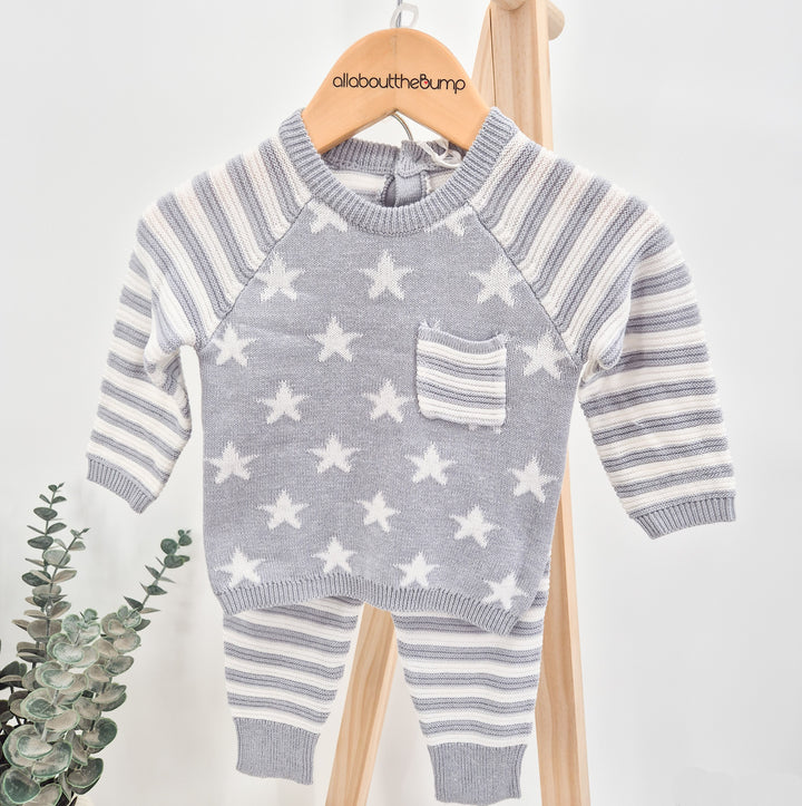 Baby Unisex Stars Knitted 2 Piece Outfit