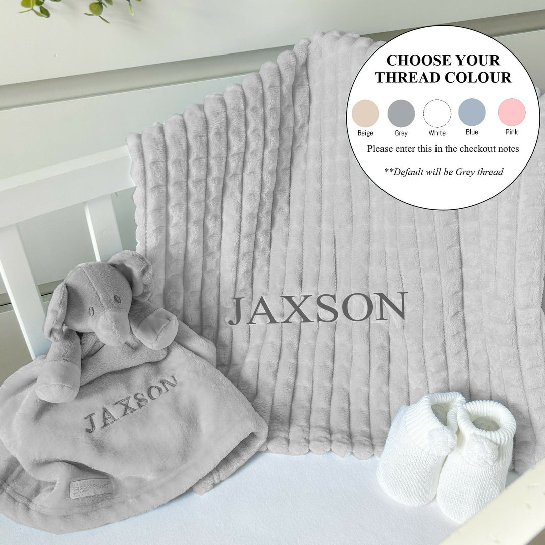 Personalised Embroidered Grey Blanket and Optional Comforter