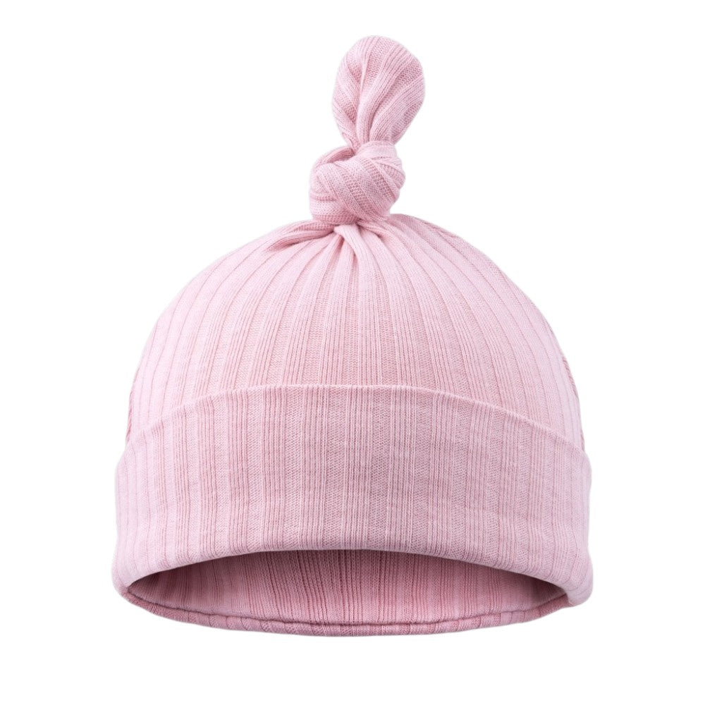 Dusty Pink Ribbed Knotted Baby Hat