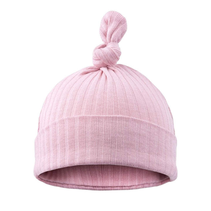 Dusty Pink Ribbed Knotted Baby Hat