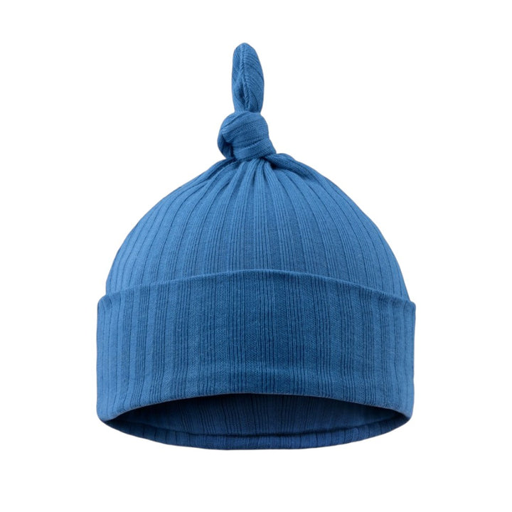 Azure Ribbed Knotted Baby Hat