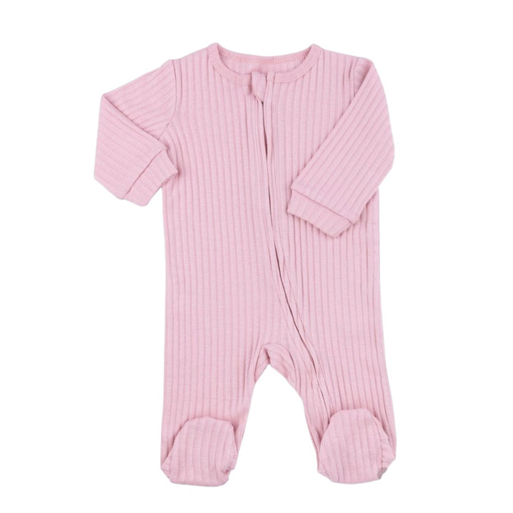 Dusty Pink Ribbed Sleepsuit