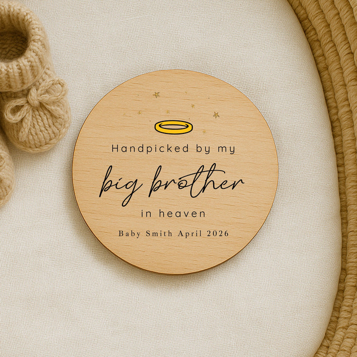 Personalised Hand Picked From Heaven Wooden Announcement Plaque