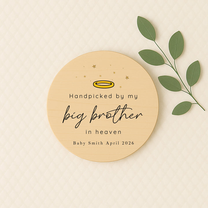 Personalised Hand Picked From Heaven Wooden Announcement Plaque