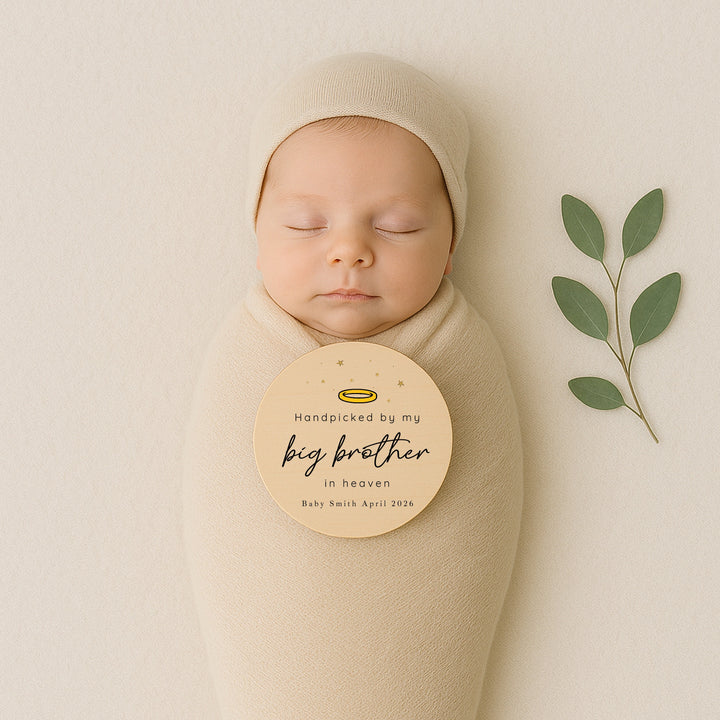 Personalised Hand Picked From Heaven Wooden Announcement Plaque