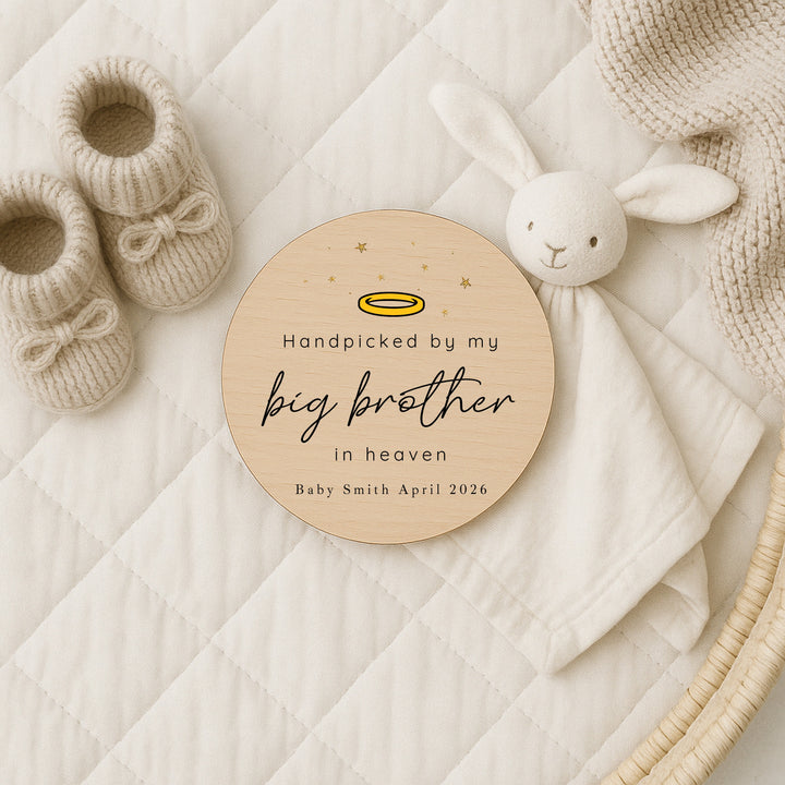 Personalised Hand Picked From Heaven Wooden Announcement Plaque