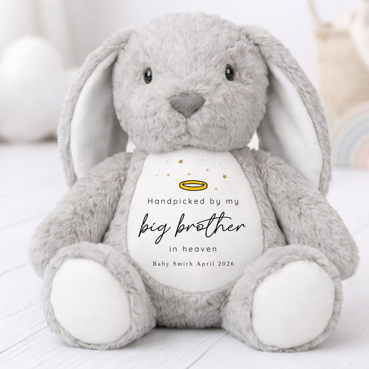 Personalised Hand Picked From Heaven Halo Baby Announcement Rabbit