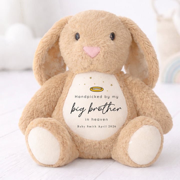 Personalised Hand Picked From Heaven Halo Baby Announcement Rabbit