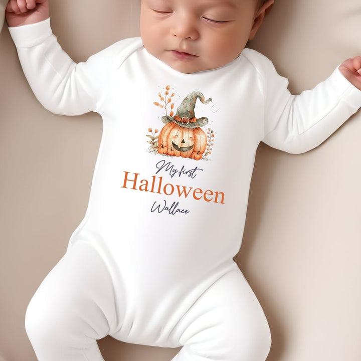 Personalised My First Halloween Pumpkin Babygrow/Vest/Bib