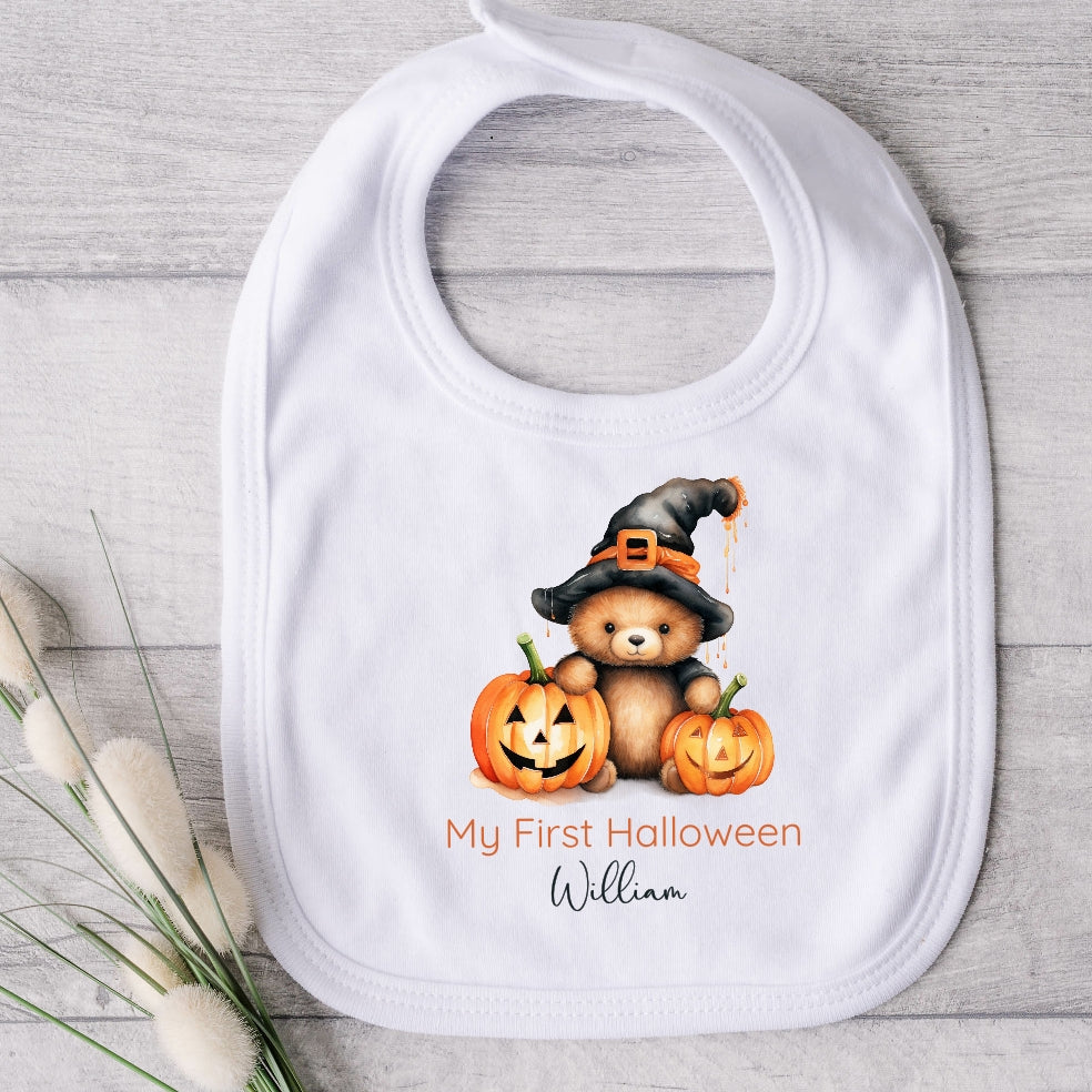 Personalised My First Halloween Pumpkin Bear Babygrow/Vest/Bib