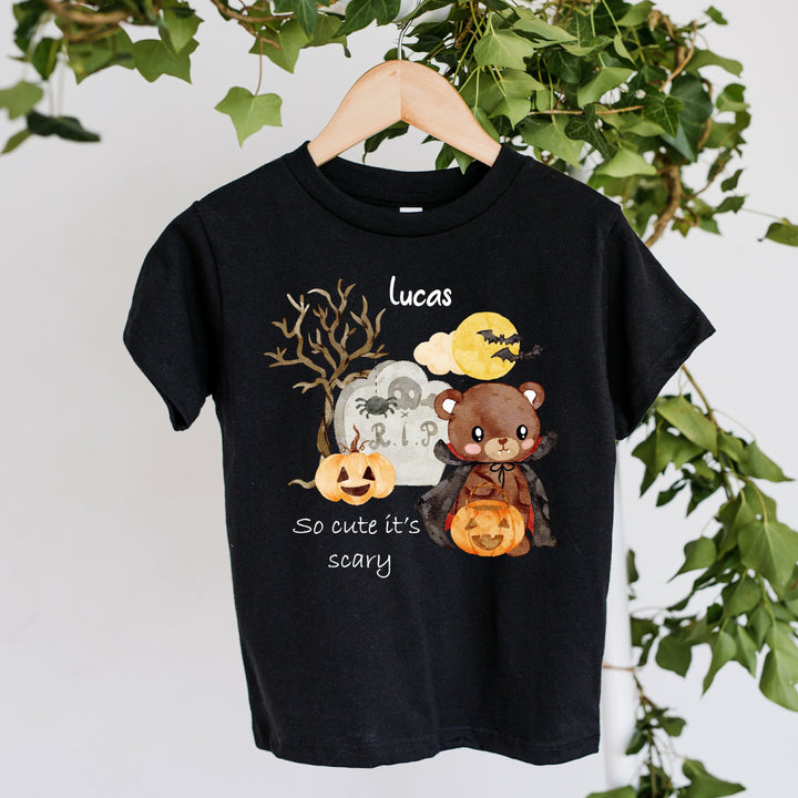 Personalised Halloween So Cute It's Scary Black T-shirt