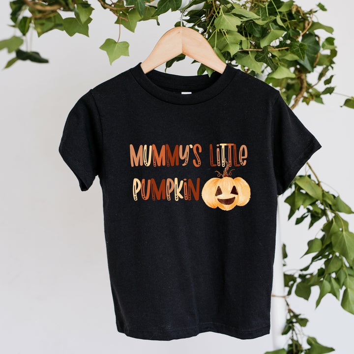 Personalised Halloween Mummy's Little Pumpkin Black T-shirt