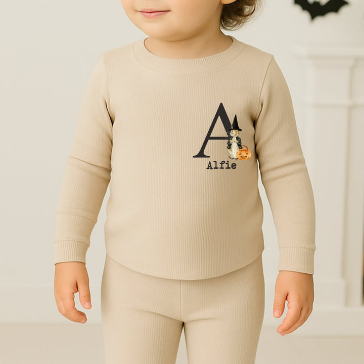 Personalised Halloween Rabbit Initial Ribbed Loungewear