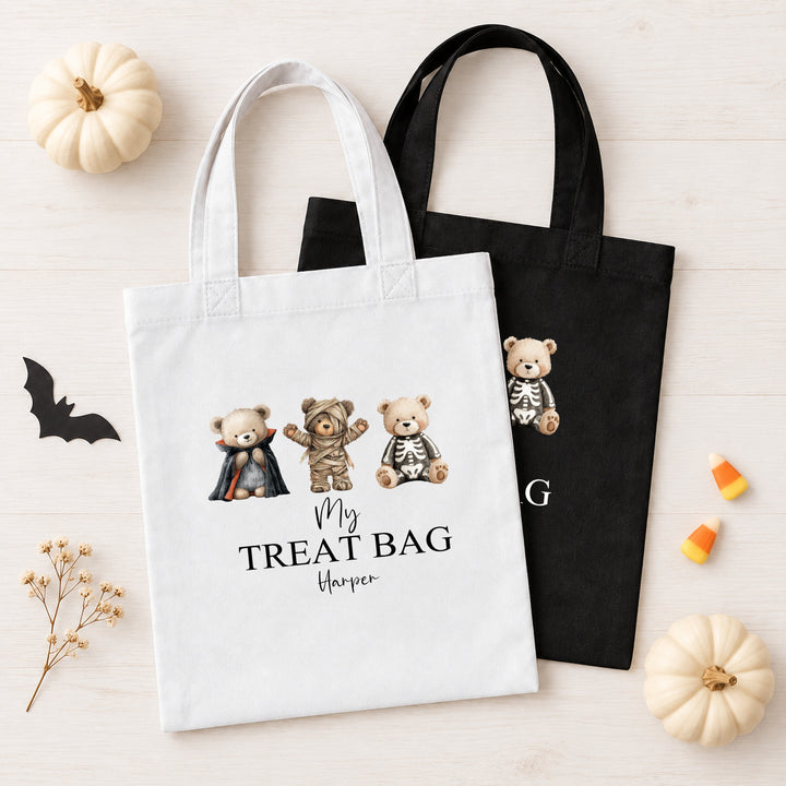 Halloween Trick or Treat Sweet Bag Personalised | 3 Spooky Teddy Bear Design