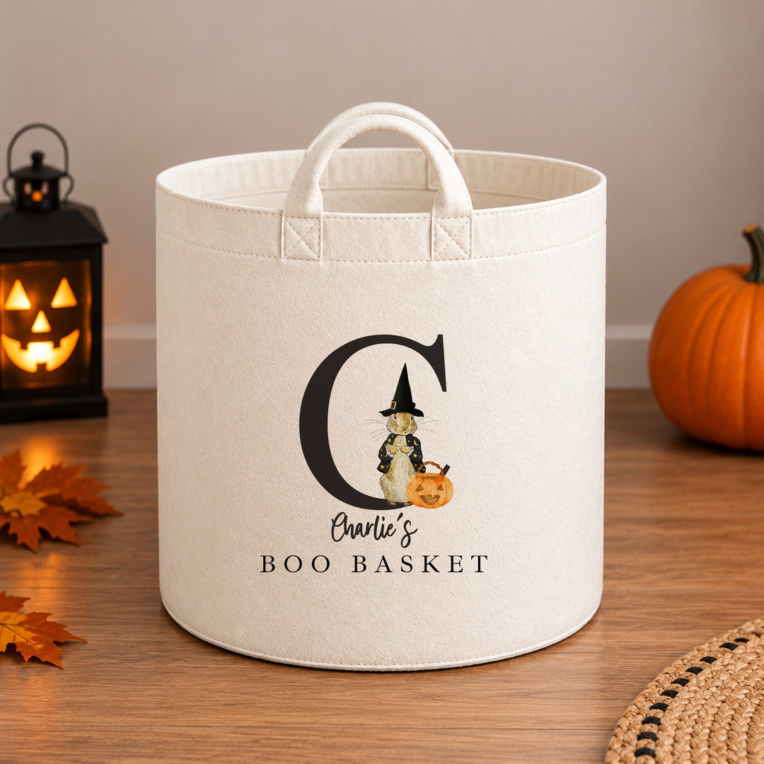 Halloween Boo Basket Personalised | Boys Girls Wizard Bunny Rabbit
