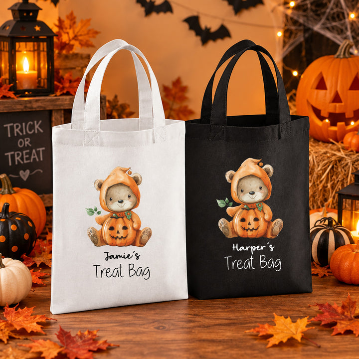 Halloween Trick or Treat Sweet Bag Personalised | Boys Girls Pumpkin Teddy Bear
