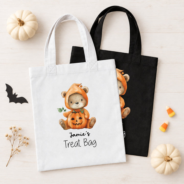 Halloween Trick or Treat Sweet Bag Personalised | Boys Girls Pumpkin Teddy Bear